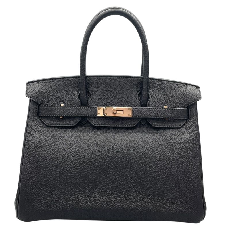 HERMES Birkin 30 Black with Pink Gold Hardware - Iconic Luxury Handbag