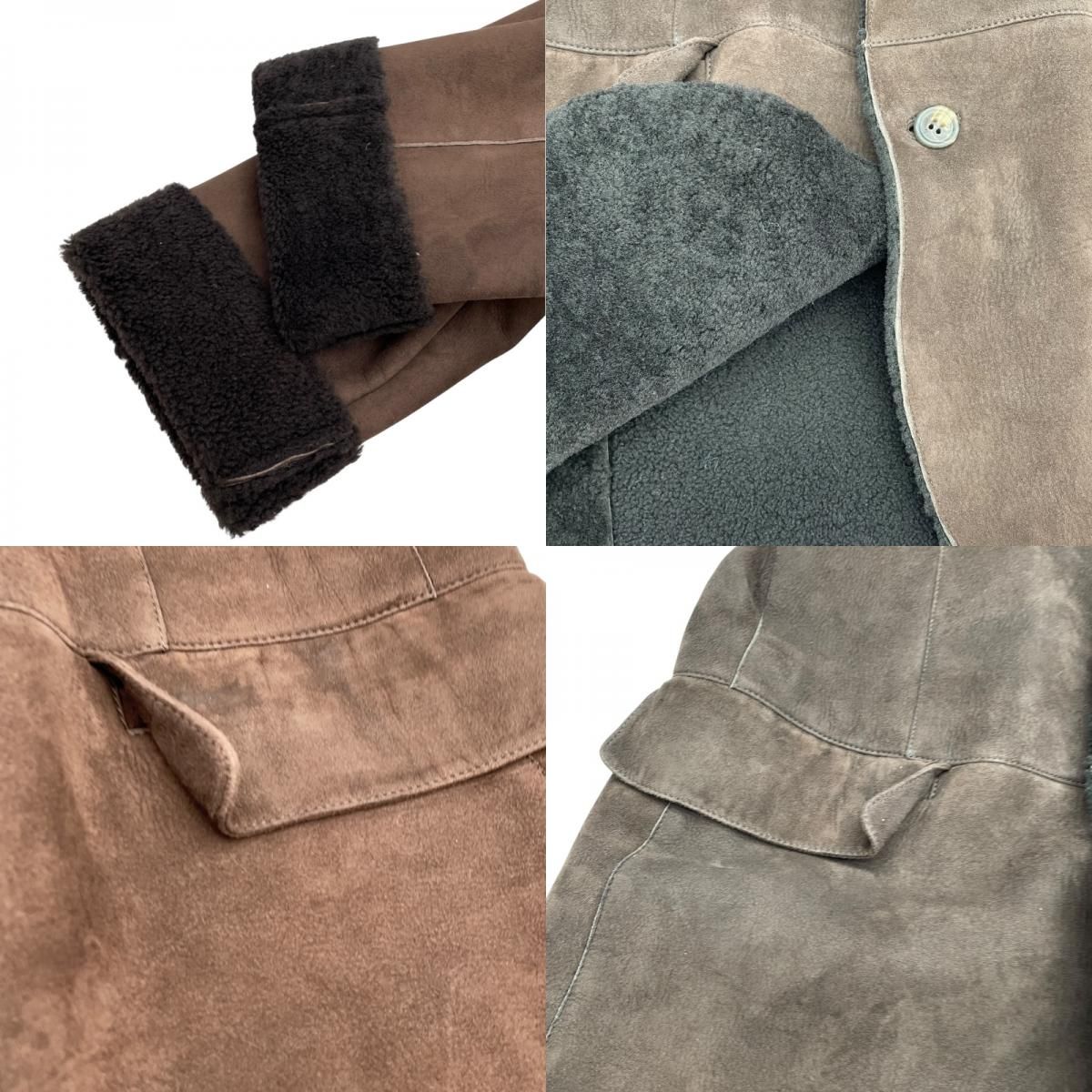 Salvatore Ferragamo Brown Leather Shearling Jacket for Men