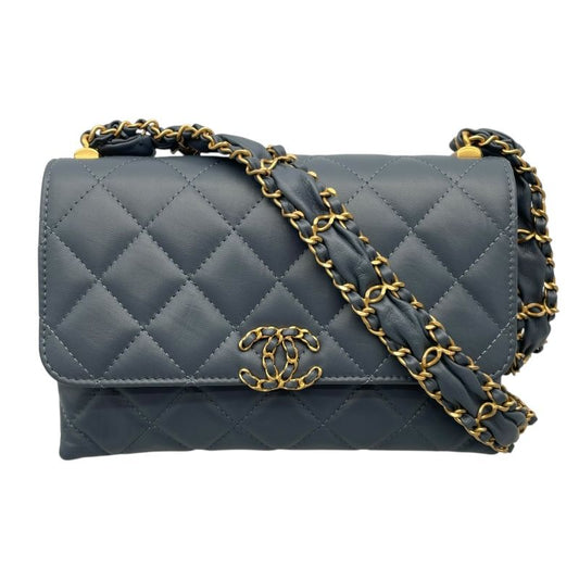 CHANEL Matelassé Small Flap Bag in Blue with Gold Hardware