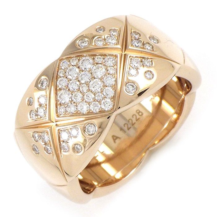 CHANEL Coco Crush Large Ring with Diamonds in K18 Beige Gold