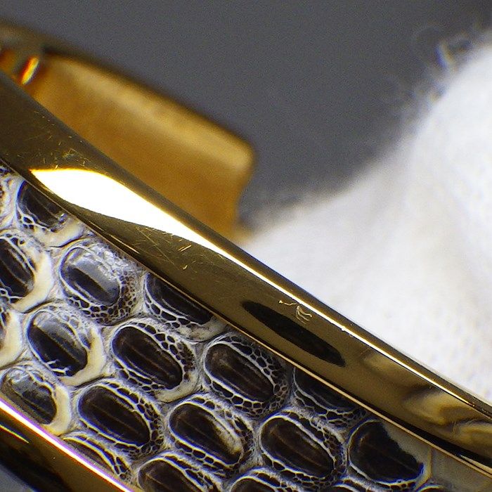 HERMES Oranpe Earrings in Ombre Lizard Leather & Gold Plating