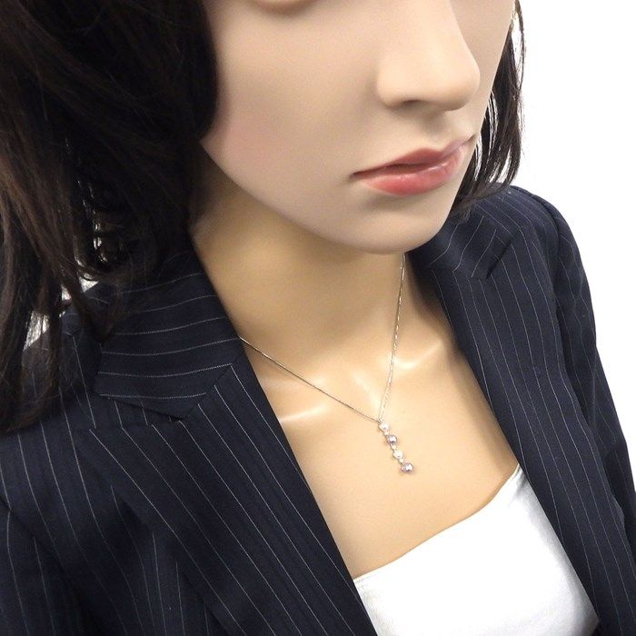 TASAKI Pearl Necklace with Diamonds in K18 White Gold