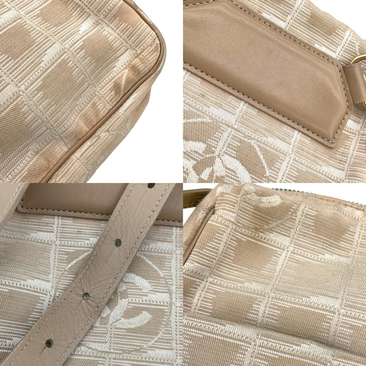 CHANEL Beige Nylon Jacquard New Travel Line Shoulder Bag