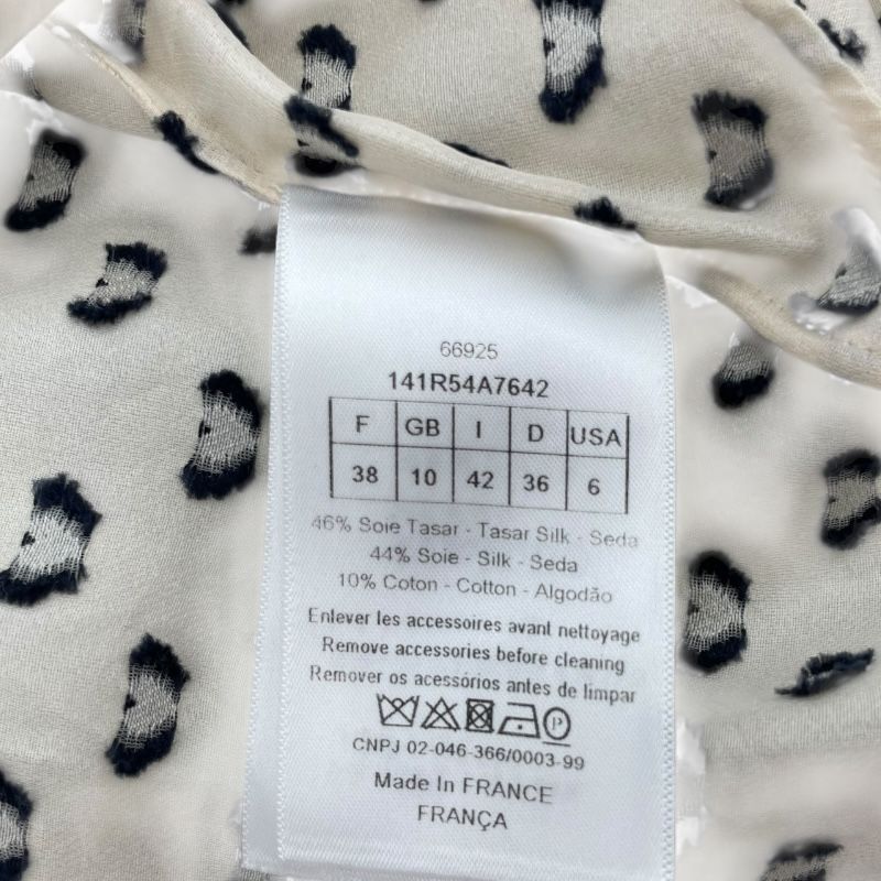 Christian Dior Cream Silk Heart Pattern Sleeveless Dress