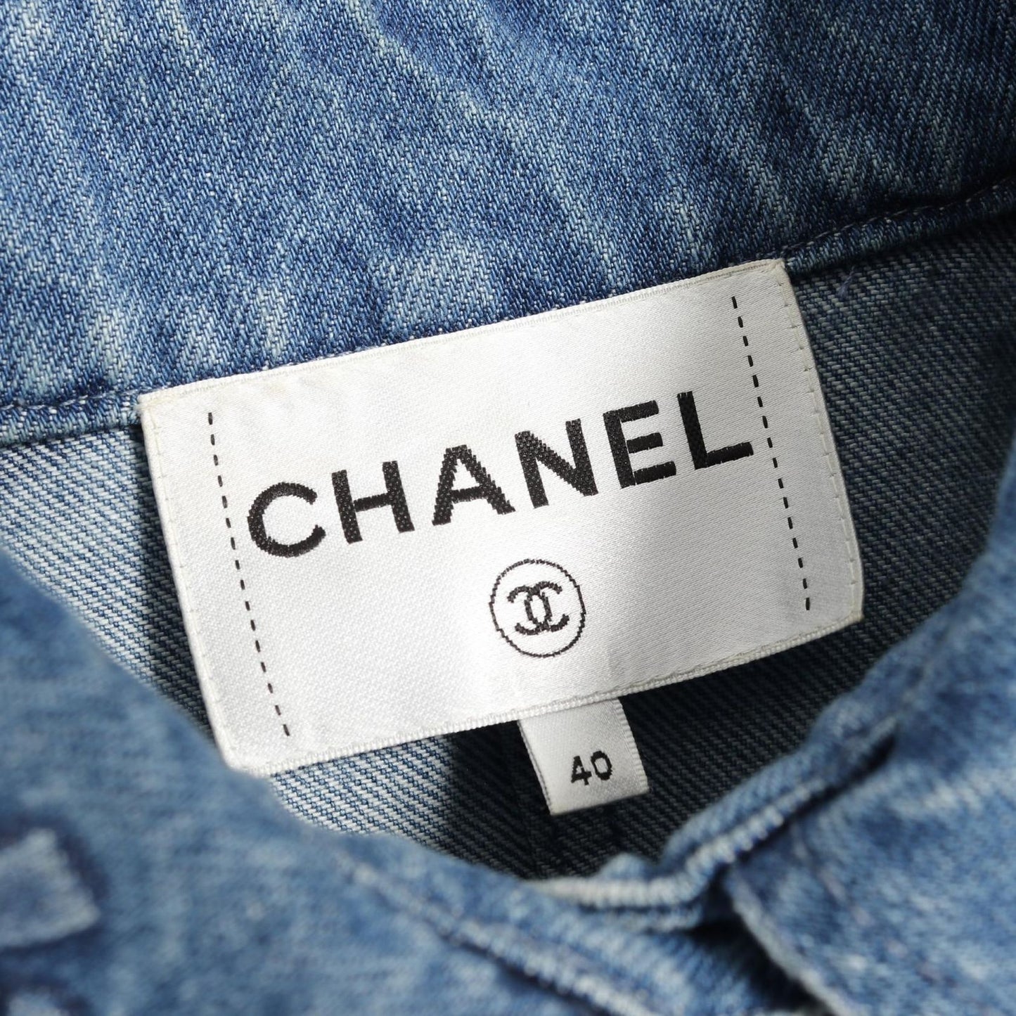 CHANEL Denim Jacket with Camellia and Coco Mark - Size 40
