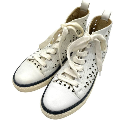 HERMES White Leather High-Top Sneakers for Women - Size 36