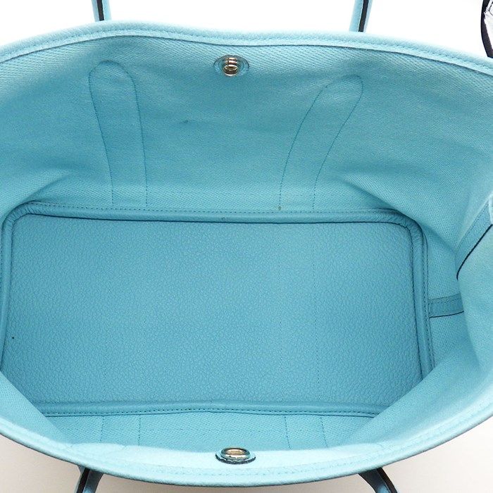 HERMES Garden Party PM Handbag - Atoll Blue & Ecru, 2016