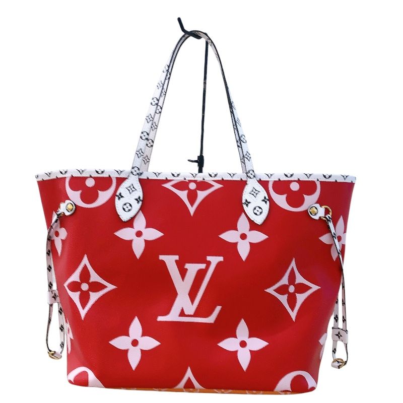 Louis Vuitton Neverfull MM M44567 Red Monogram Giant Tote Bag