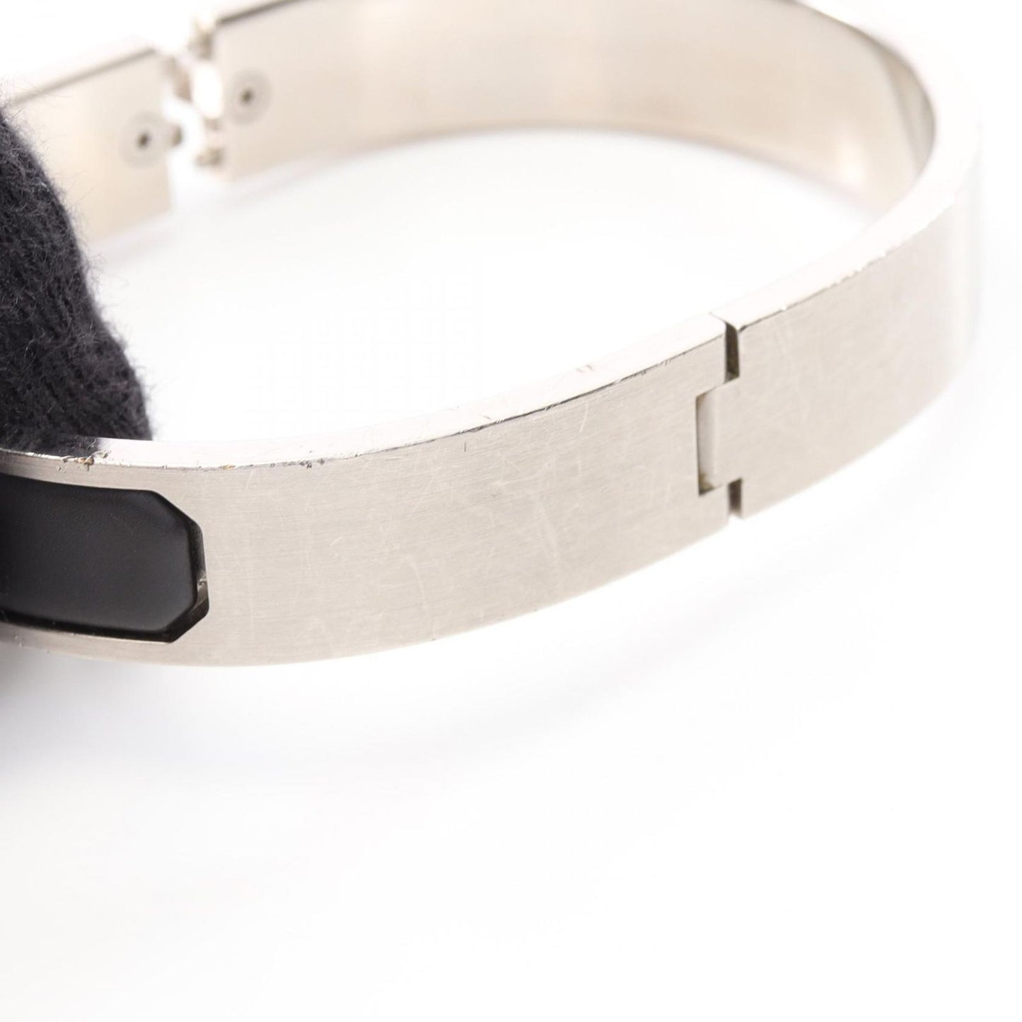 HERMES Jet Black Stainless Steel Bracelet - Timeless Elegance