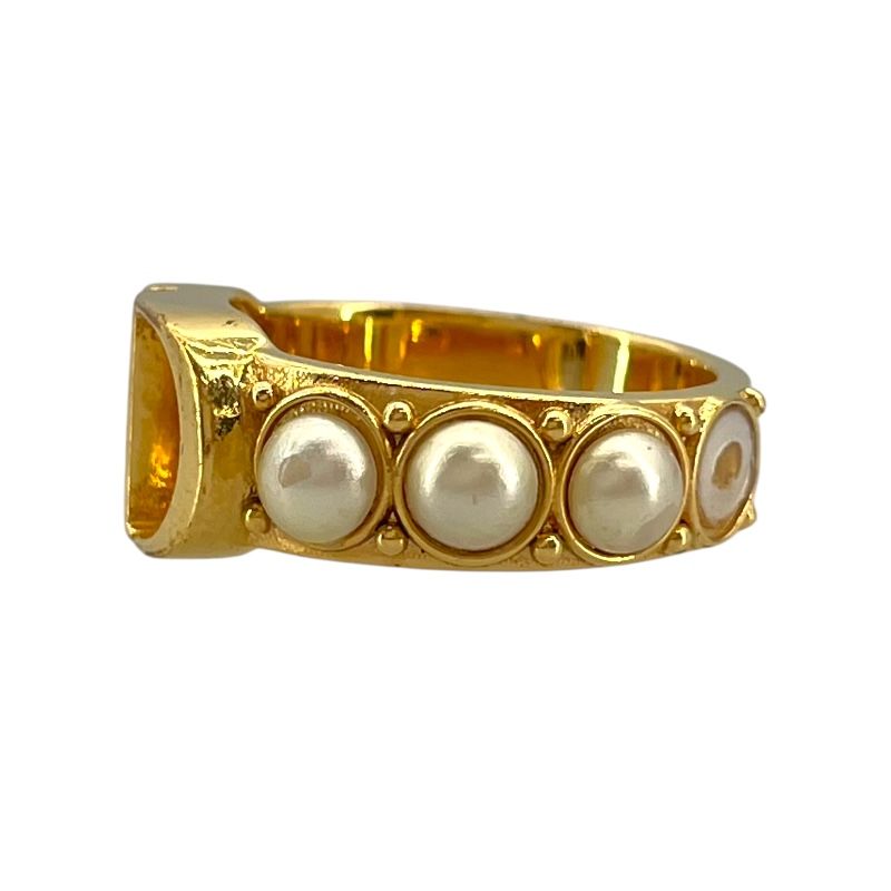 Christian Dior 30 Montaigne Ring in Gold Brass with Pearl Accents