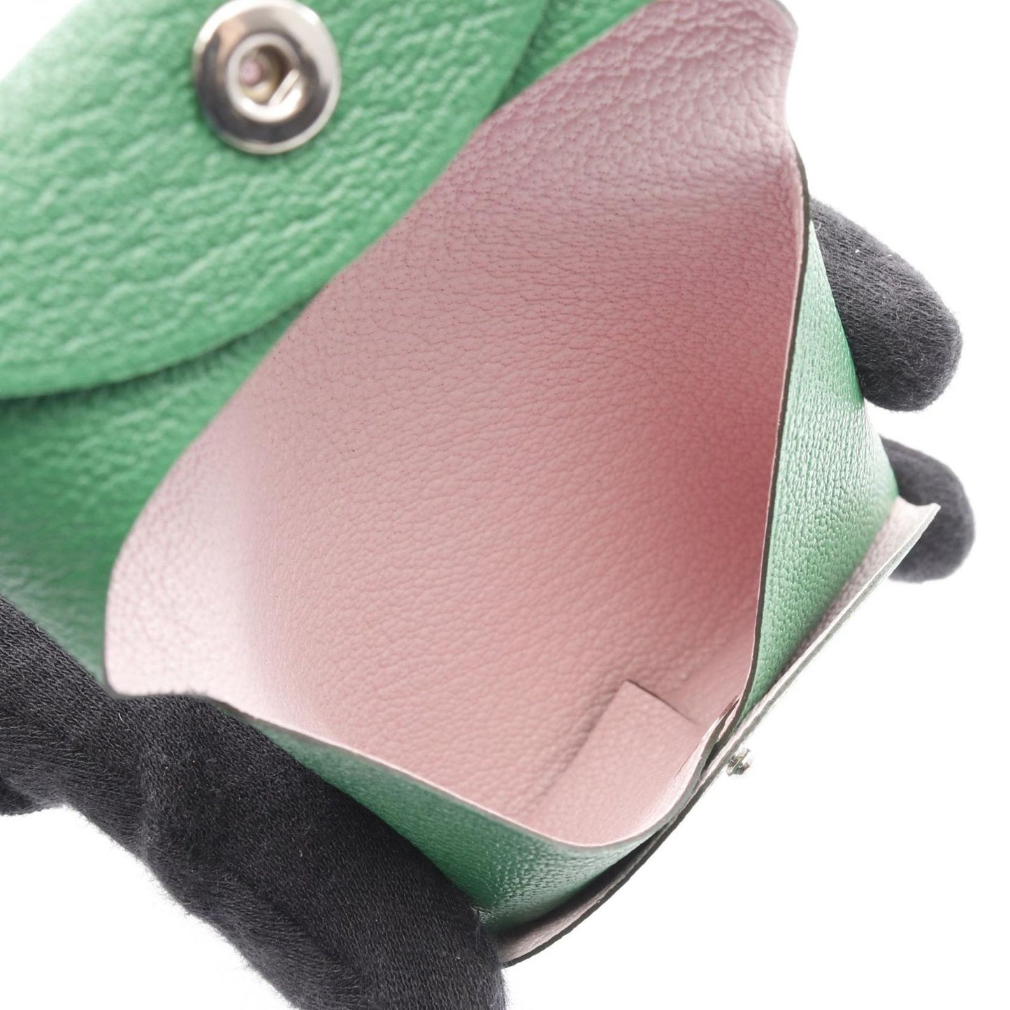 HERMES Bastia Verso Coin Case in Bamboo/Rose Darlene Goat Skin