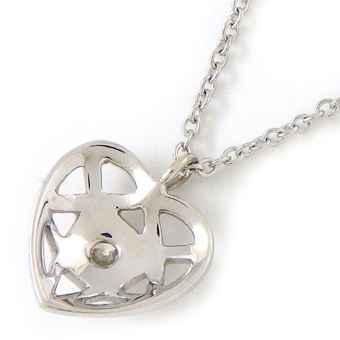 Tiffany & Co. Heart Necklace with 1 Point Diamond in K18 White Gold