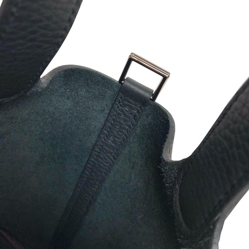 HERMES Picotin Lock PM Black Togo Leather Handbag with Silver Hardware