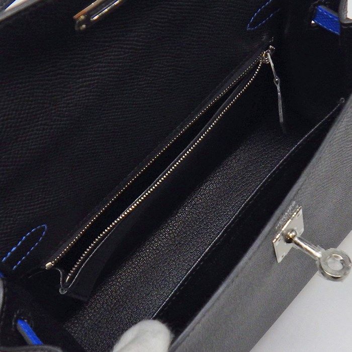 HERMES Kelly 25 Tricolor Handbag - Black, Blue, Gray - 2025