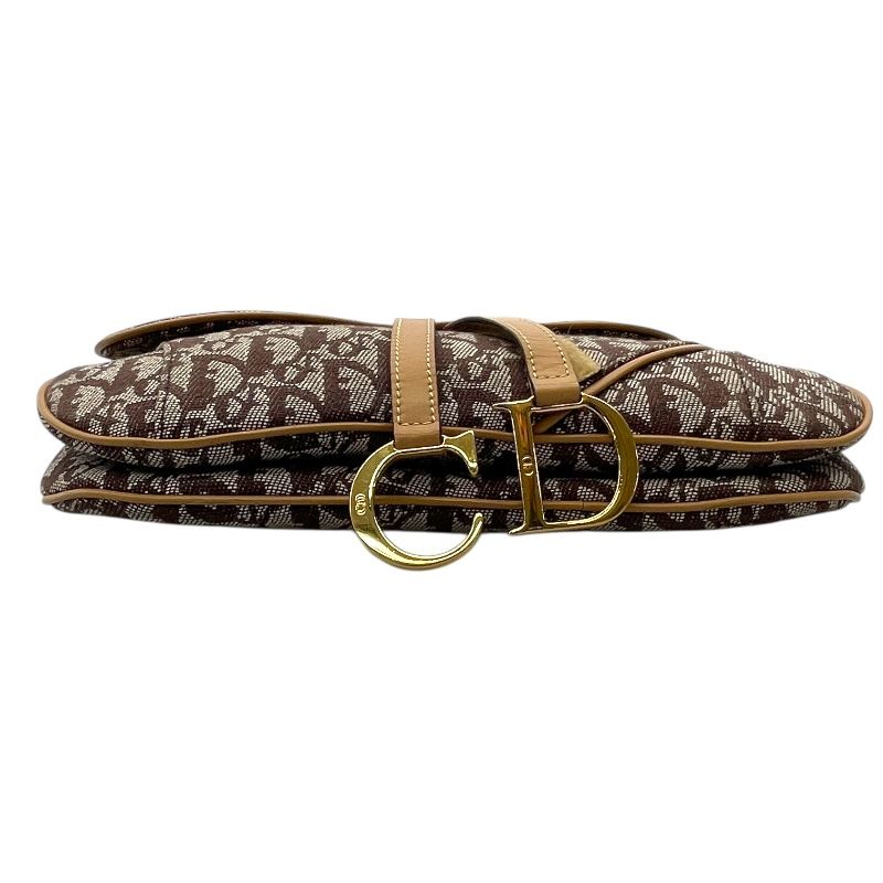 Christian Dior Trotteur Double Saddle Bag in Brown Jacquard