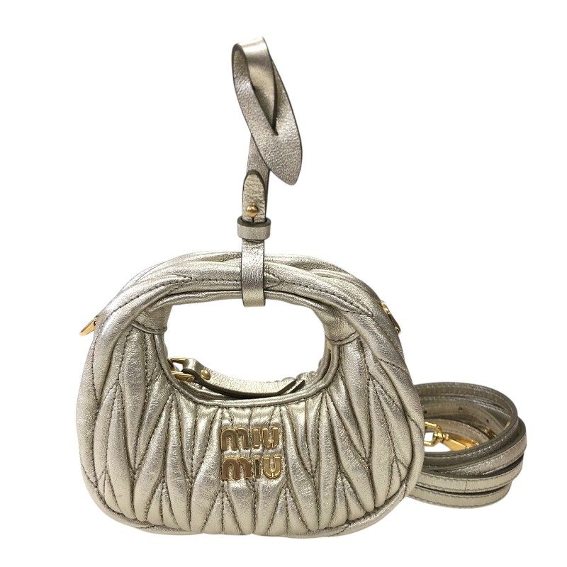 Miu Miu Wonder Matelassé Leather Hobo Bag - Gold