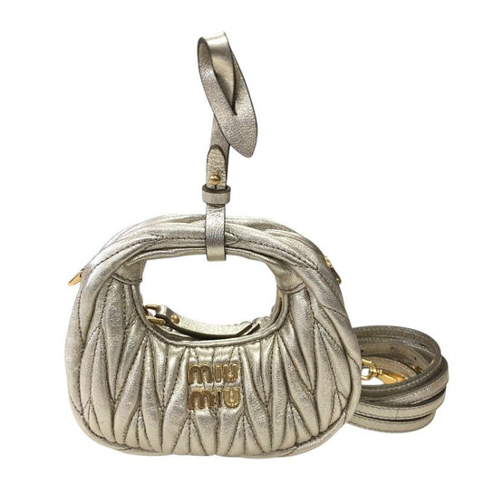 Miu Miu Wonder Matelassé Leather Hobo Bag - Gold