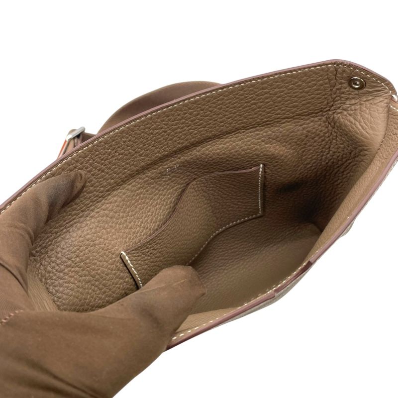 HERMES Vidpoche U Stamp Etoupe Togo Leather Shoulder Bag