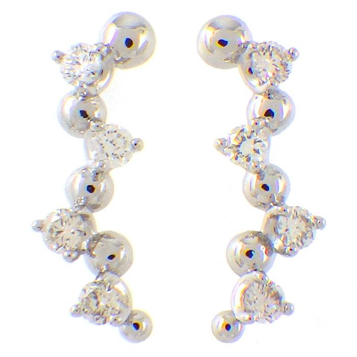 Elegant Wave Drop Diamond Earrings in Platinum - 0.11ct