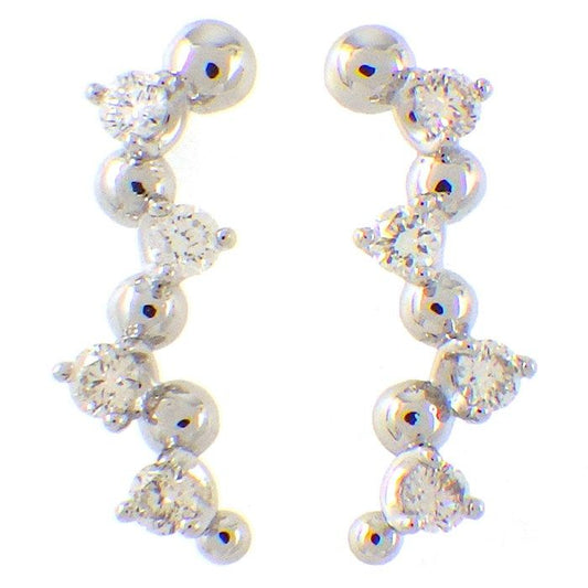 Elegant Wave Drop Diamond Earrings in Platinum - 0.11ct