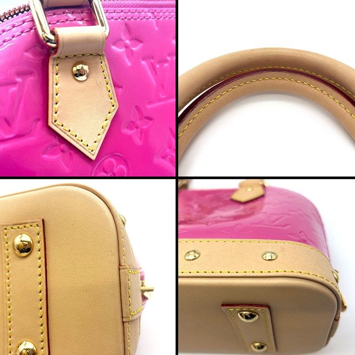 Louis Vuitton Alma BB M90611 Neon Pink Monogram Vernis Handbag