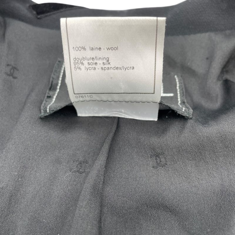 CHANEL Vintage Velvet Tape Tailored Jacket P11559 - Black Wool