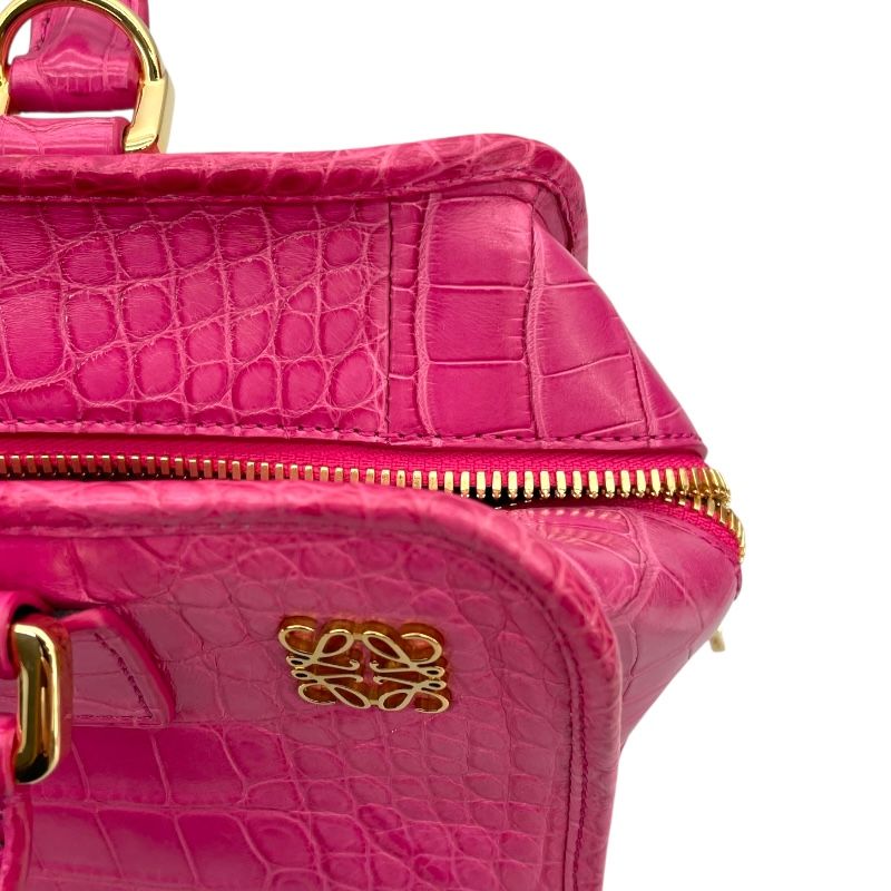LOEWE Amazona 28 Pink Crocodile Leather Shoulder Bag