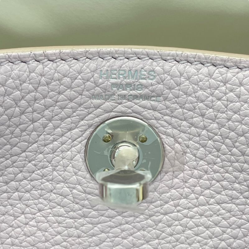 HERMES Lindy Mini Verso in Mauve Vert & New White - 2024 Edition