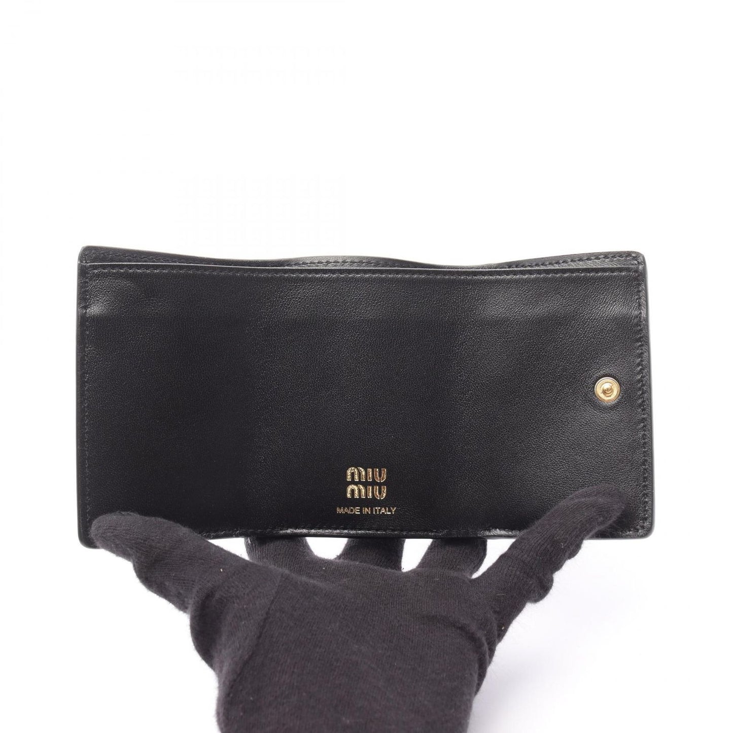 Miu Miu Black Patent Leather Tri-Fold Wallet - Unused Luxury