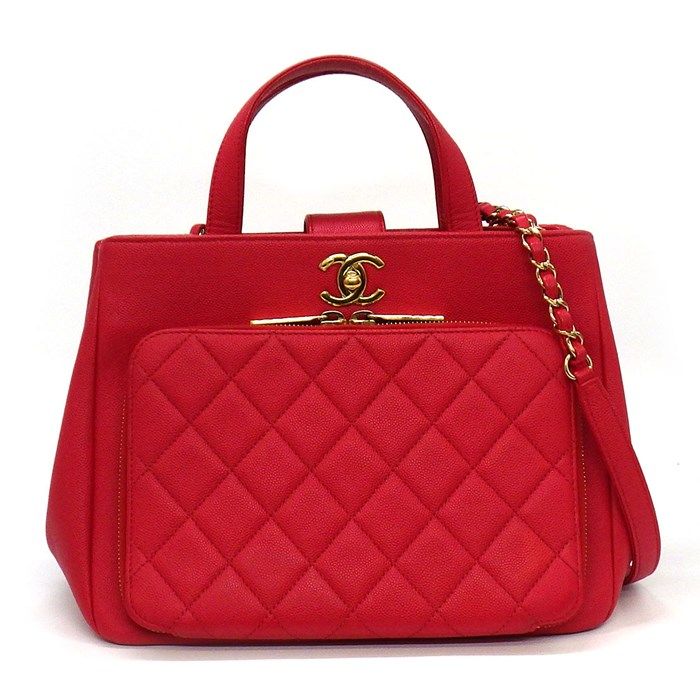 Chanel Business Affinity Handbag A93750 in Red Caviar Leather