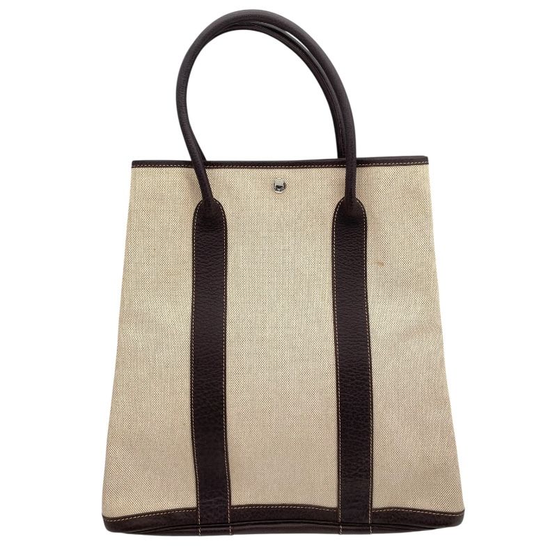 HERMES Garden File MM Handbag in Maroon with Silver Hardware