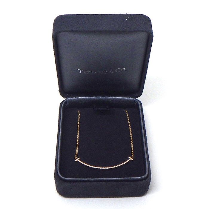 Tiffany & Co. T Smile Small Necklace in K18 Pink Gold with Diamonds