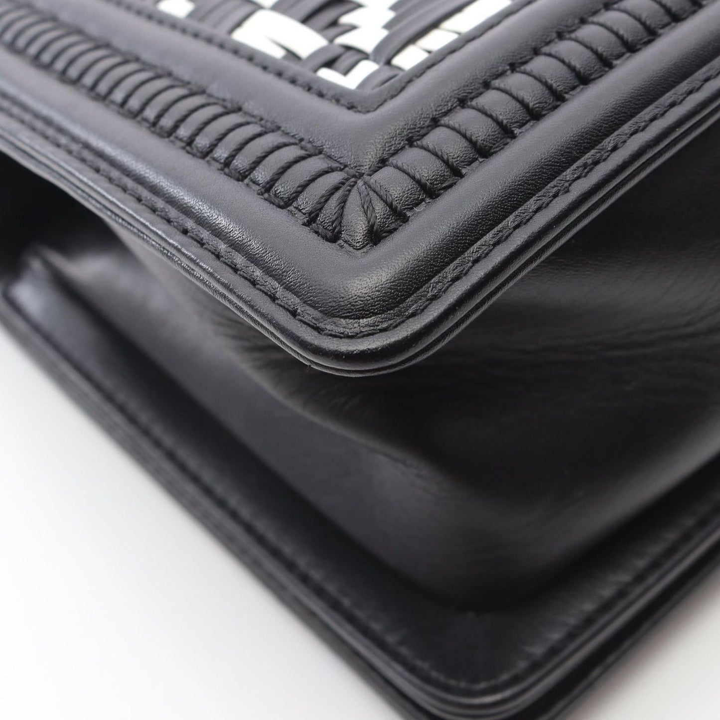 CHANEL Boy Bag in Black & White Lambskin - Timeless Elegance