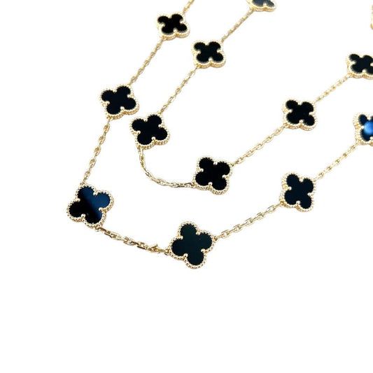 Van Cleef & Arpels Vintage Alhambra Long Necklace in K18 Gold & Onyx