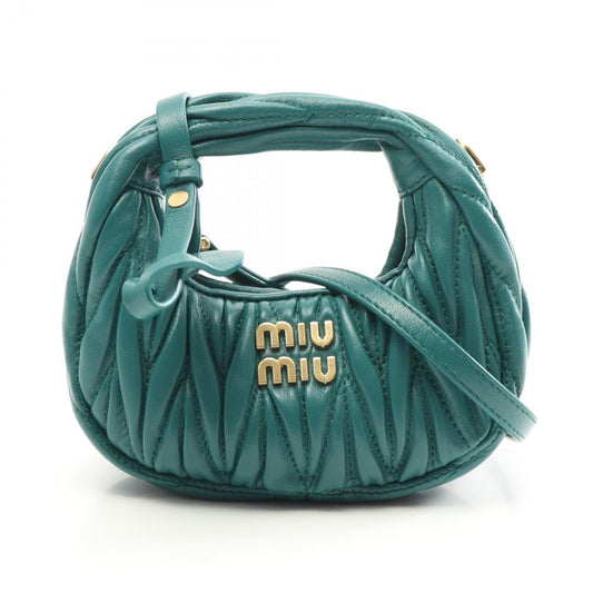 Miu Miu Wonder Matelassé Micro Hobo Bag - Green Leather