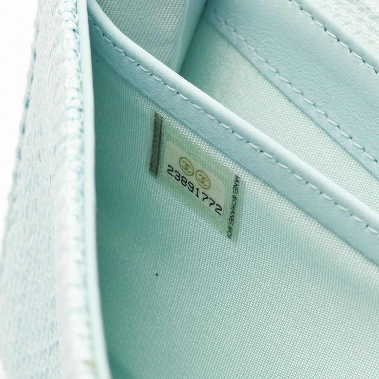 CHANEL Deauville Two-Fold Long Wallet in Light Blue Leather