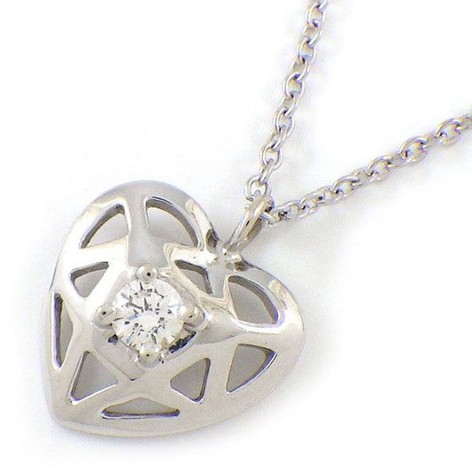 Tiffany & Co. Heart Necklace with 1 Point Diamond in K18 White Gold
