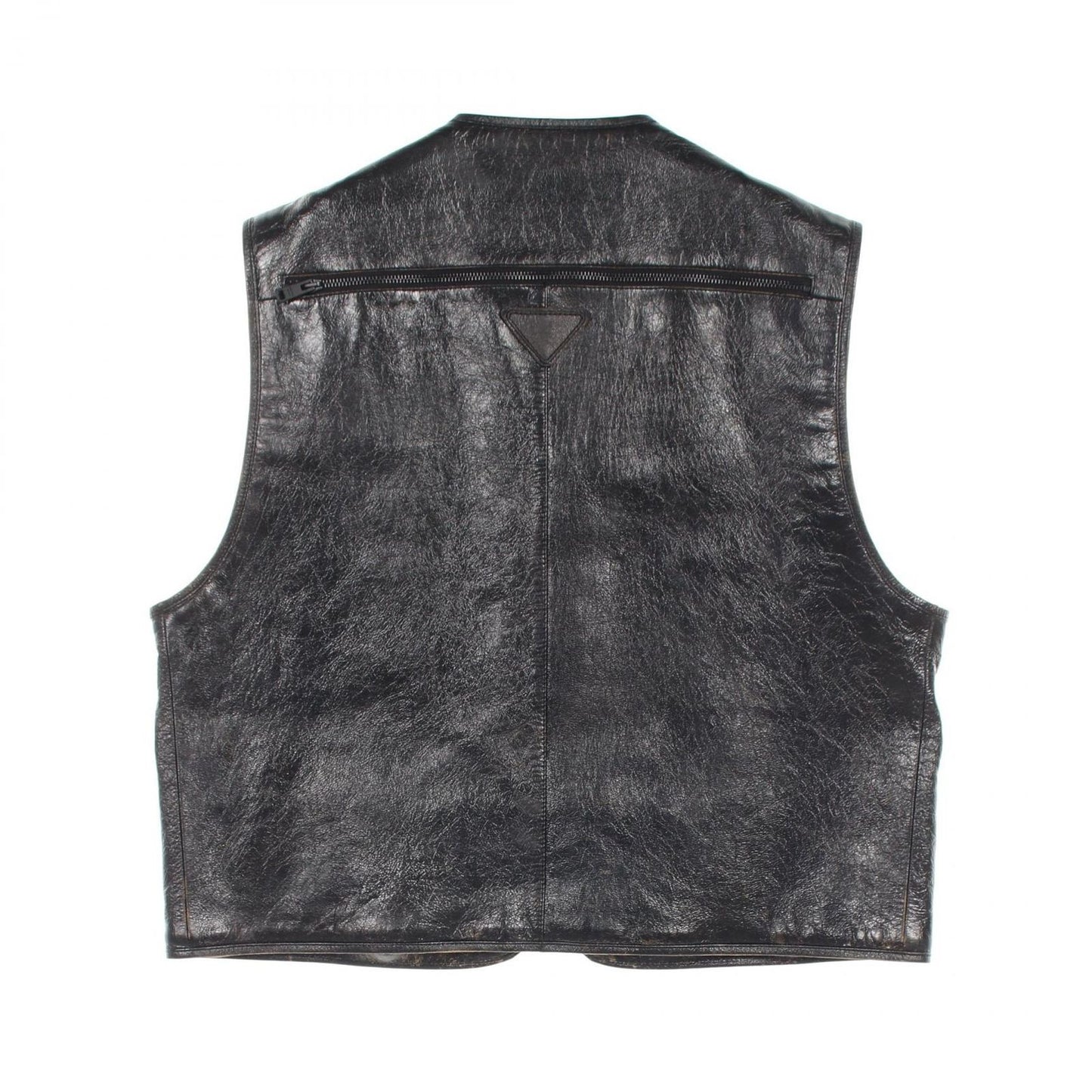 PRADA CARPA OLD Vintage Leather Gilet in Black Goat Skin - Unused