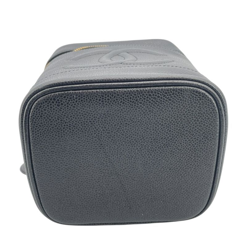 CHANEL Vanity A01998 Black Caviar Skin Handbag with Gold Hardware