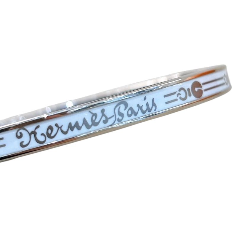 HERMES Unis Enamel Bracelet in White & Silver - Timeless Elegance
