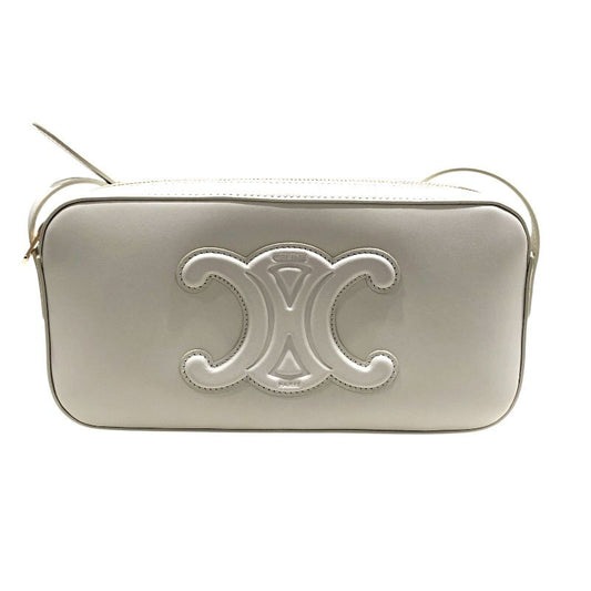 CELINE Quiltrionf Camera Bag in White & Gold Hardware