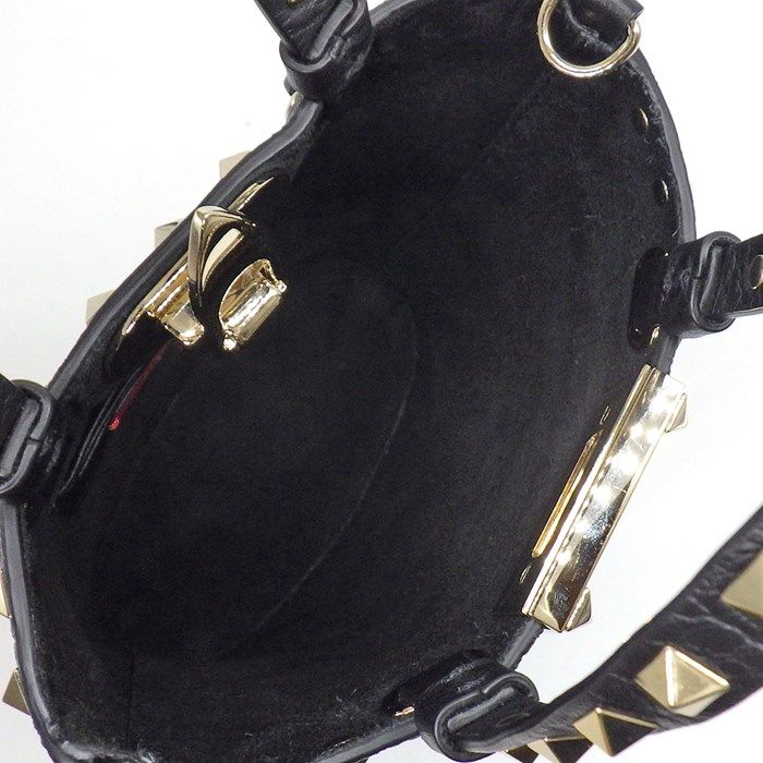 Valentino Rockstud Handbag in Black Grain Calfskin - Timeless Elegance
