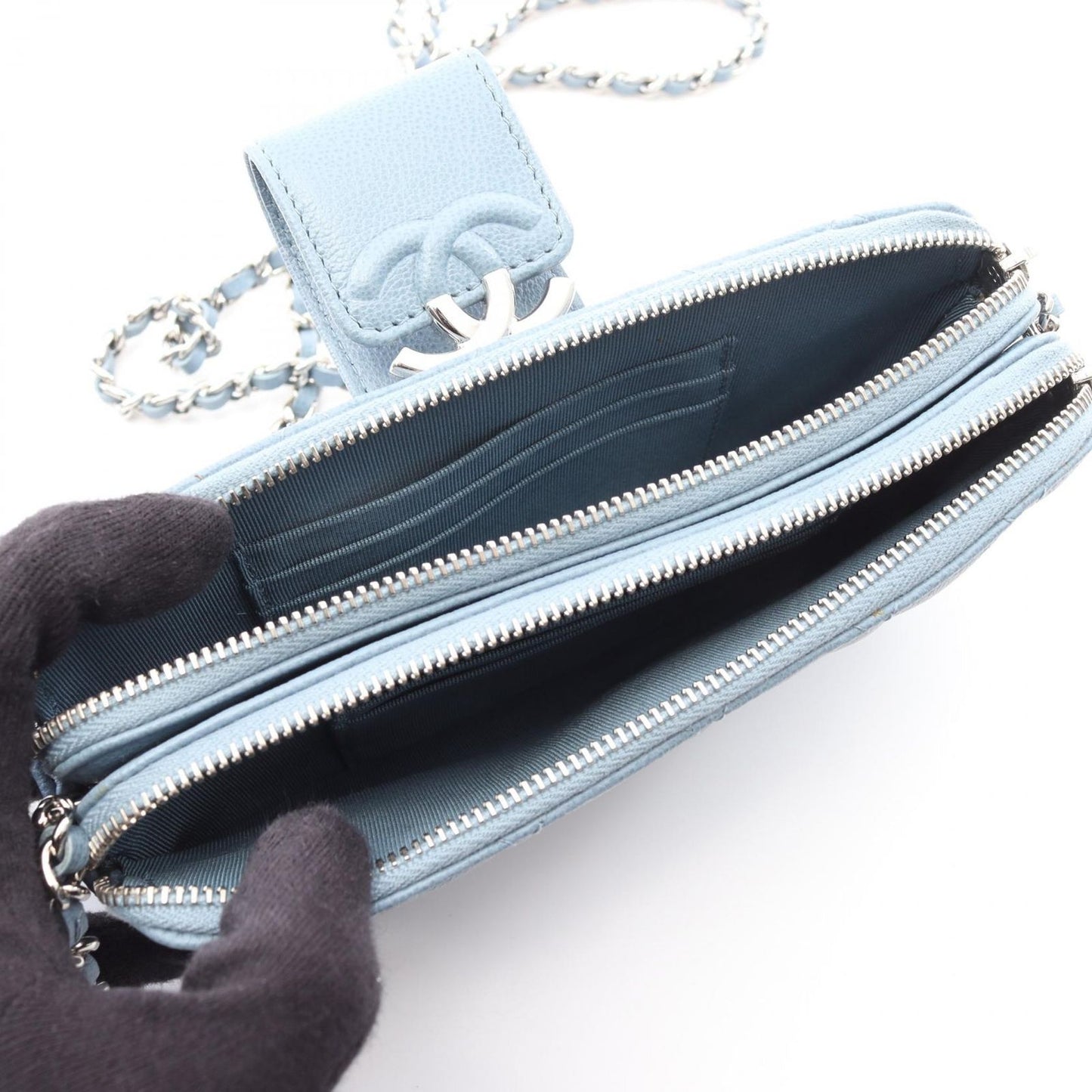 CHANEL Aqua Blue Half Coco Mark Matelassé Shoulder Bag