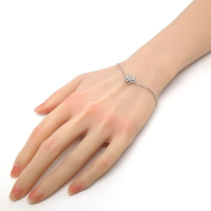 Van Cleef & Arpels Lotus Mini Bracelet in K18 White Gold with Diamonds