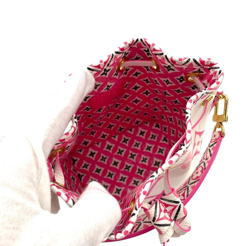 Louis Vuitton Nano Noé White & Pink Monogram Flower Shoulder Bag