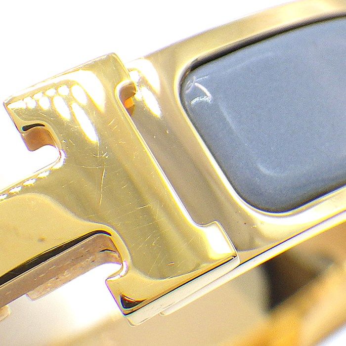 HERMES Click H PM Bracelet in Blue Grey Enamel - Exquisite Craftsmanship