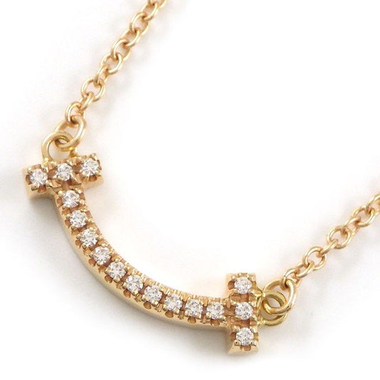 Tiffany & Co. T Smile Mini Micro Necklace in K18 Pink Gold with Diamonds