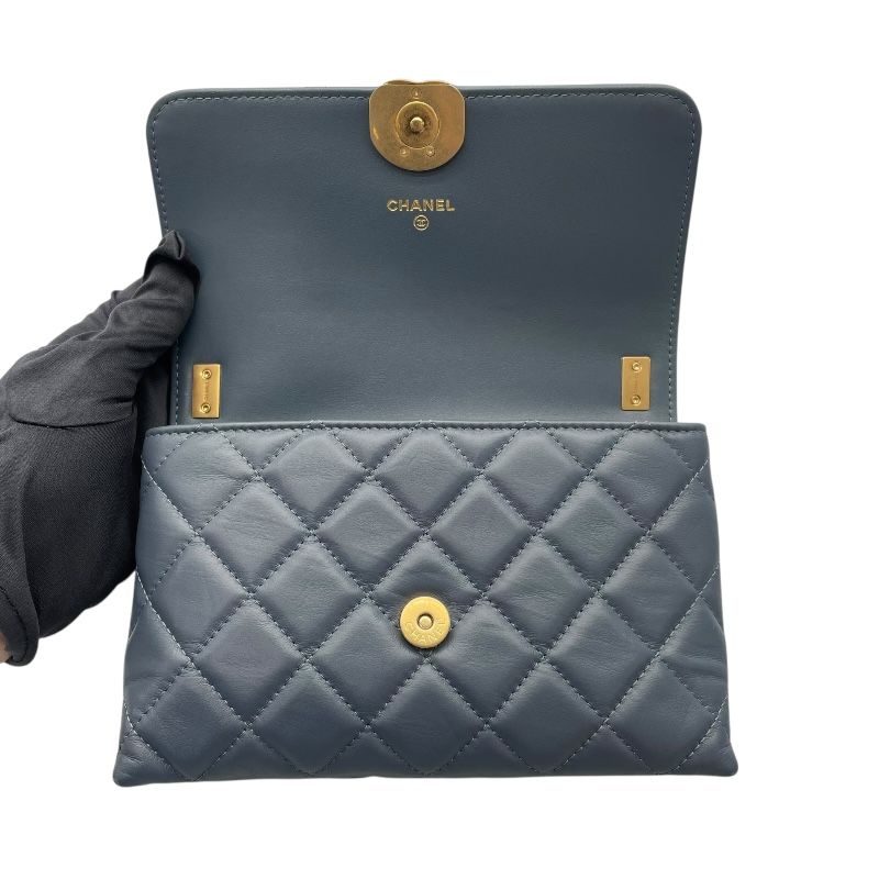 CHANEL Matelassé Small Flap Bag in Blue with Gold Hardware