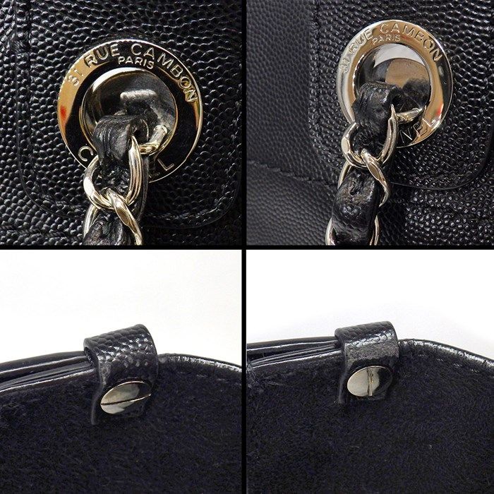 CHANEL Deauville MM Studded Handbag in Black Grained Calfskin