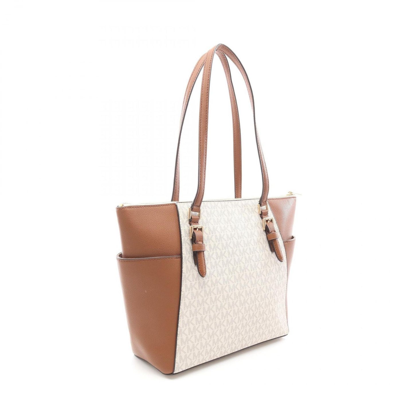 Michael Kors Charlotte Tote Bag - Brown/White PVC Canvas